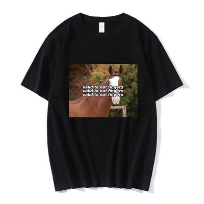 Valid To Eat Fingers Horse Funny Meme T Shirt Men Women Fashion Short Sleeve T-shirt Casual Cotton Oversize Short Sleeve T-shirt