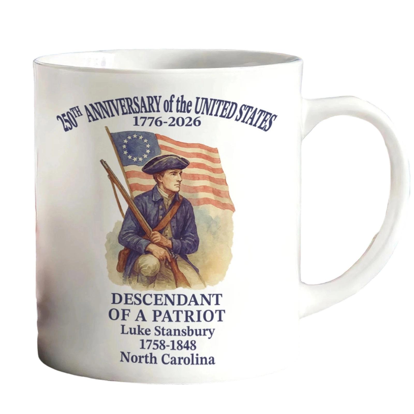 

American Independence Day Commemorative Cup With Personalized 250th Anniversary Print Mug One Size