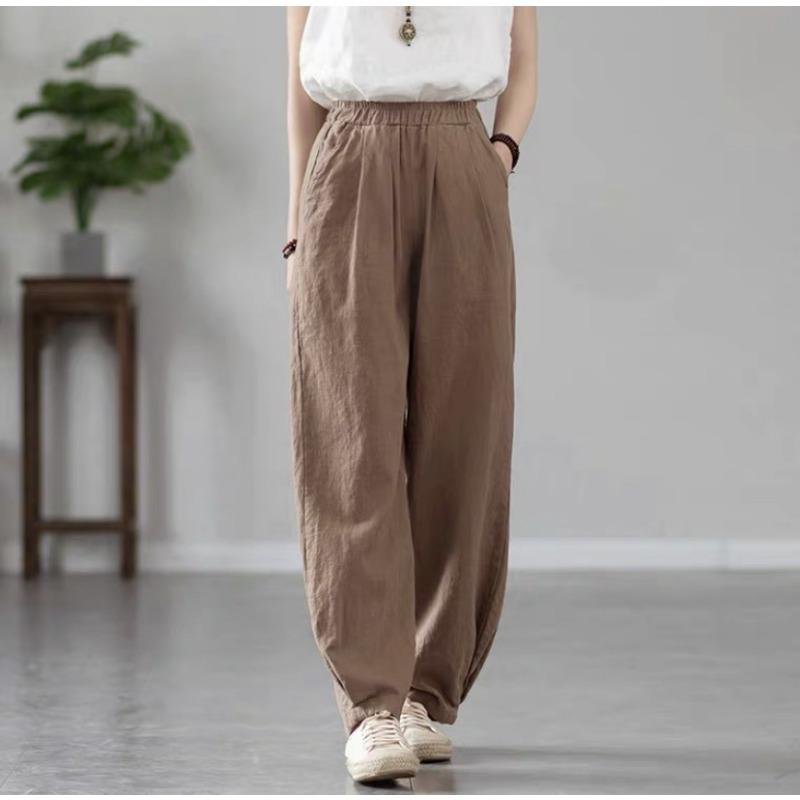 Cotton and Linen Lantern Pants Artistic Loose and Versatile Casual Long Pants Practicing Tai Chi Pants Women’s Trousers
