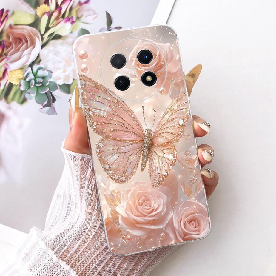 For Huawei Nova Y91 Case STG-LX1 STG-LX2 Stylish Bow Flowers Painted Cover Soft Silicone Case For Huawei Nova Y91 NovaY91 Fundas