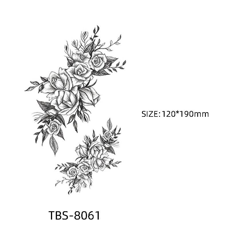 Waterproof Semi-Permanent Black & White Totem Flower Tattoo Stickers