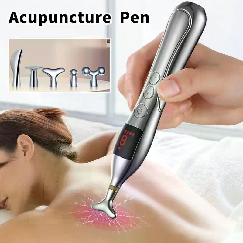 Electric Laser Acupuncture Pen Point Massage Meridian With Electrode Pad Electronic Body Head Back Neck Leg Massage Pen