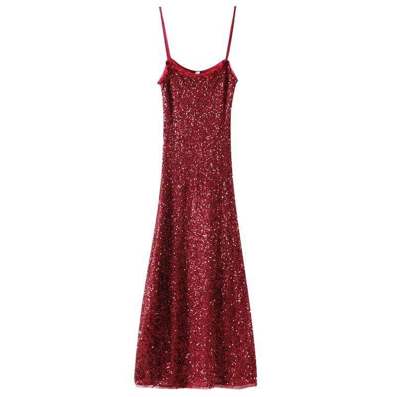 Fashion Style Fall and Winter New Arrival Women's Clothing Elegant Beads Decoration Intimates Mid Length Long Length Dress 9204110 808