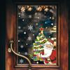Santa Claus Christmas Tree Decorated with Snow Atmosphere Glass Windows Window Stickers
