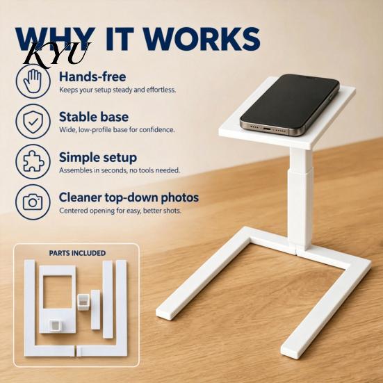 Overhead Phone Stand 3D Printed Coin Photography Stand, Adjustable Camera Holder for Hands Free Document Scanning, Video Recording, Collectibles