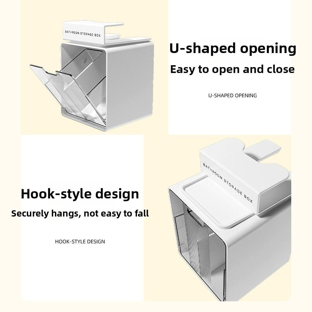 Compartmentalized Cosmetic Storage Box Hanging Design Yellow White Sorting Storage Box Plastic No-drill Pull-Out Storage Drawer