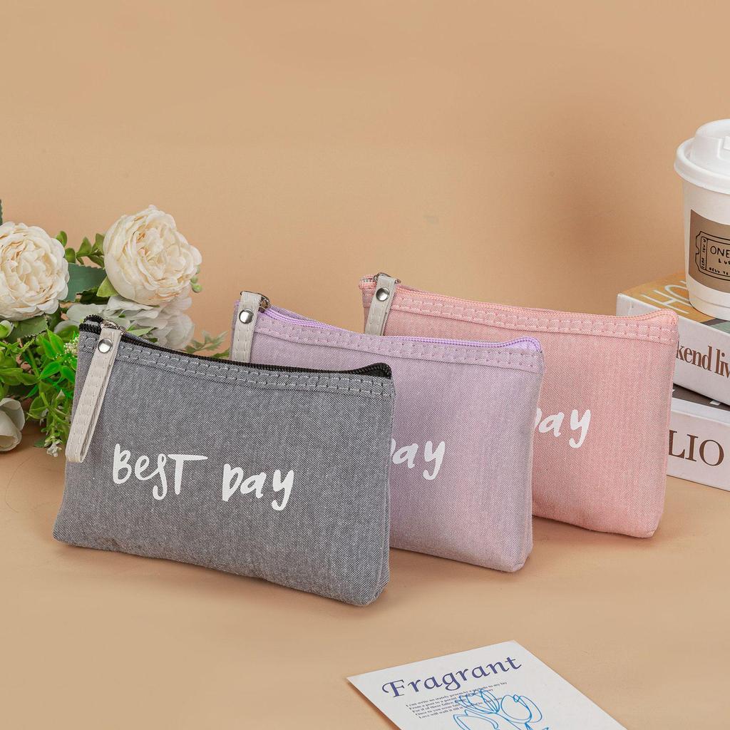 Japan-Korea Canvas Cosmetic Clutch: Travel-Size Lipstick & Phone Organizer