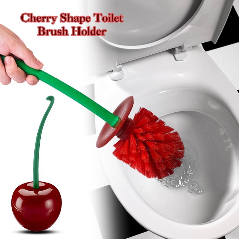 Lovely Cherry-Shape Bathroom Cleaning Toliet Brush Holder Standing Set