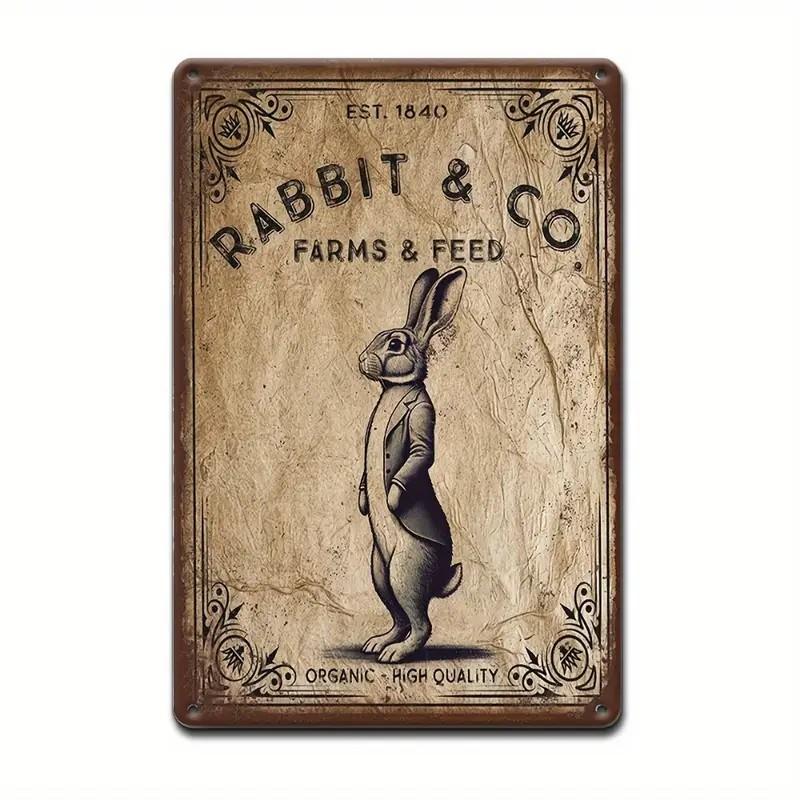 Charming Easter Bunny Metal Sign Perfect Gift for Family & Friends Cute Rabbit Wall Art for Home, Bar, Cafe Decor Garage Kitchen