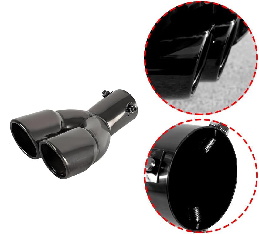 Srasakan Car Muffler Cutter, Downward Type, 2 Openings, 2.5 Inch Diameter, Exhaust Tip, Diagonal