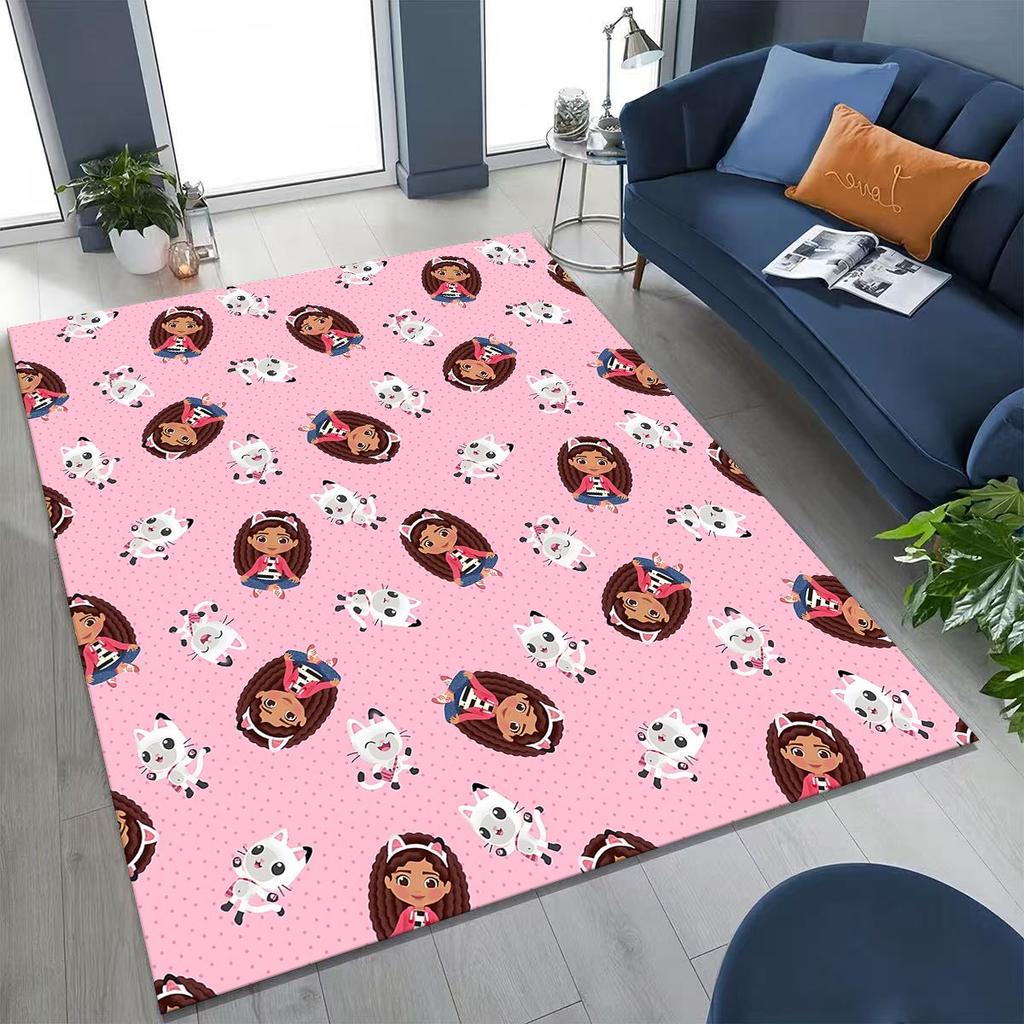 3D kreslený roztomilý Gabiin domeček pro panenky Dívčí dárek Koberec do ložnice obývacího pokoje pohovky Dům Rohožka Dekorace, Velká dětská protiskluzová podlahová rohož