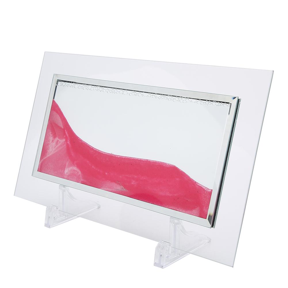 Dynamic Sand Picture Pink Beautiful Gift Three Dimensional Decoration Ornament with 2Pcs Base(Pink )