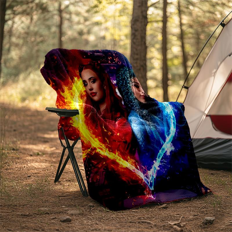 1pc Descendants The Rise of Red2 Theme Blanket - Digital Print, Polyester, Cozy for All Seasons, Perfect for Outdoor, Camping, and Travel