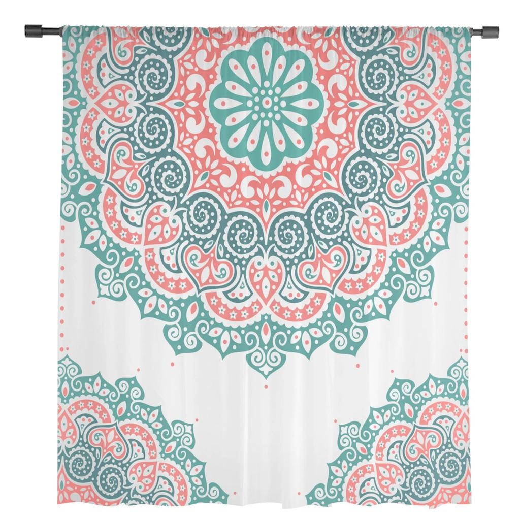 Bohemia Retro Bobo Style Sheer Curtain for Bedroom Tulle Voile Curtain for Kitchen Living Room Decor Window Treatment