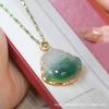 Elegant Imitation Jade Laughing Buddha Pendant Necklace for Women