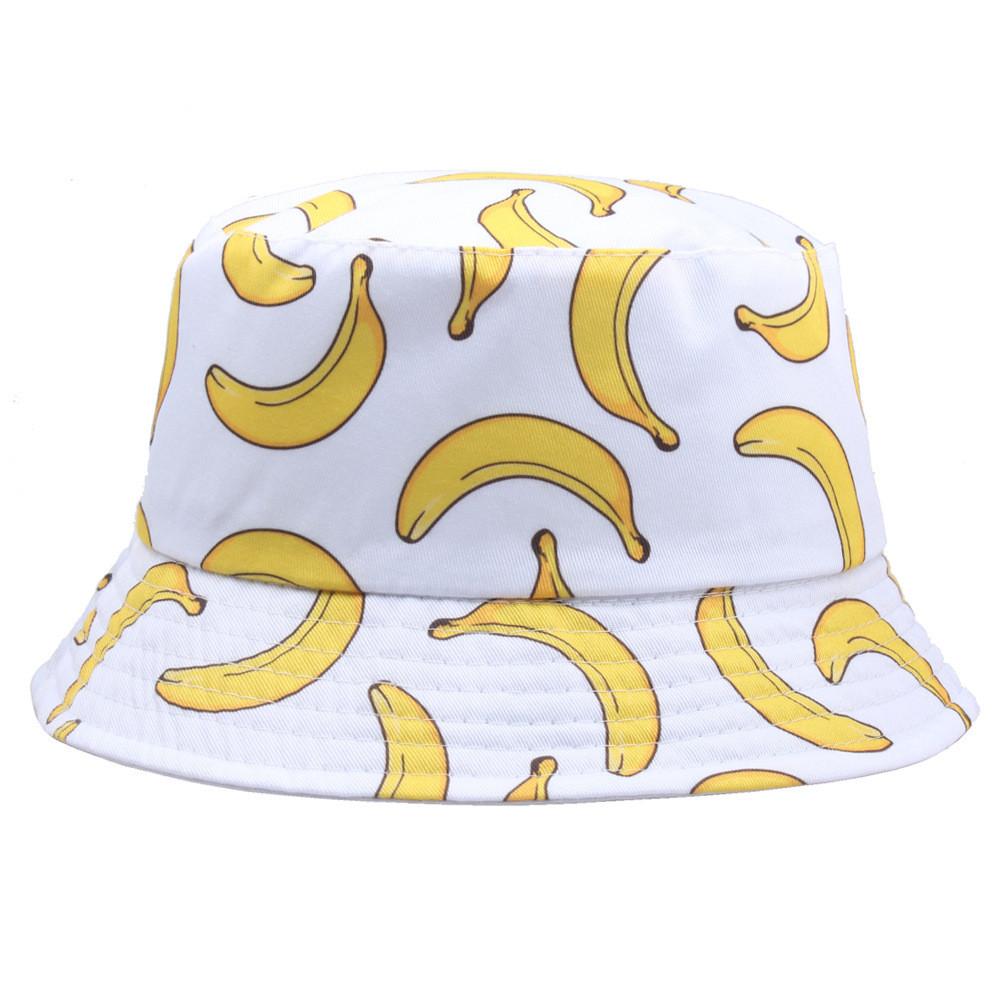 

Banana Print Doublesided Fisherman Hat With Sun Protection For Streetwear And Casual Wear