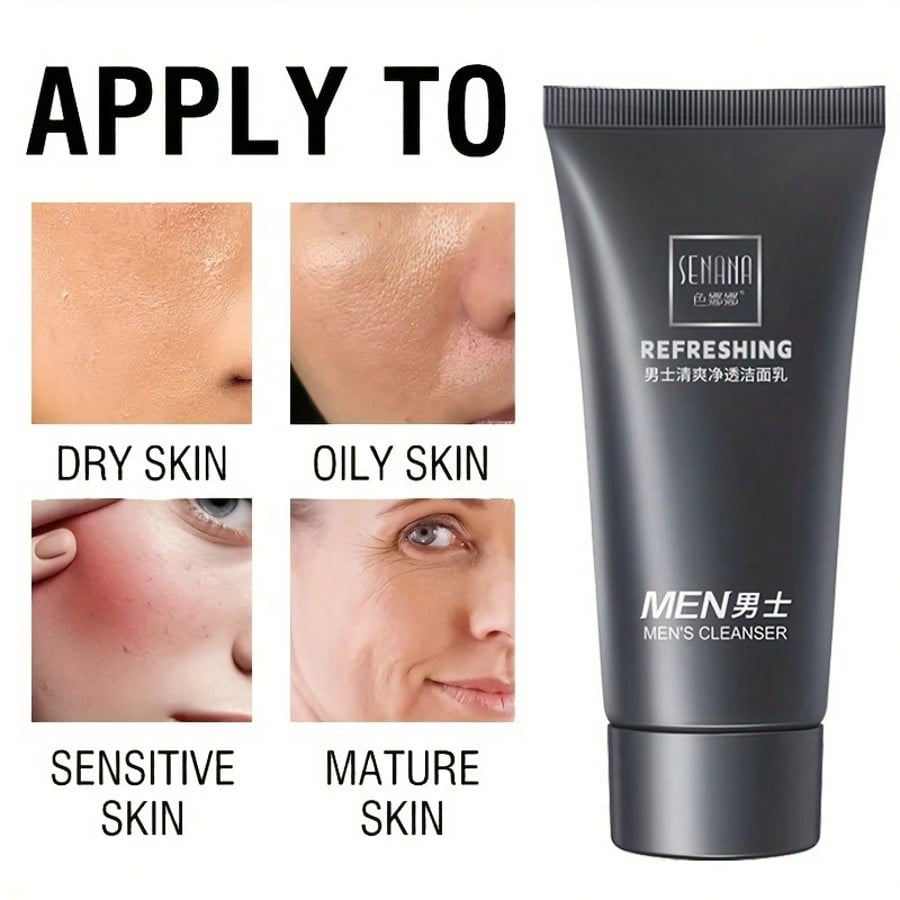 1pc Men's Refreshing Cleanser, Oil Control, Deep Cleans Pores, Removes Excess Oil And Dirt, Lasting