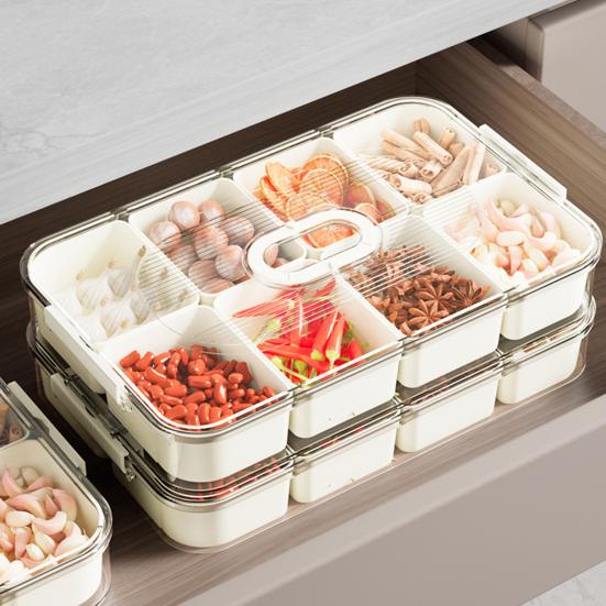 Snack Tray Fridge Storage Box with Transparent Lid Detachable 45755 Grids Food Preservation Case Fruit Spice Kitchen