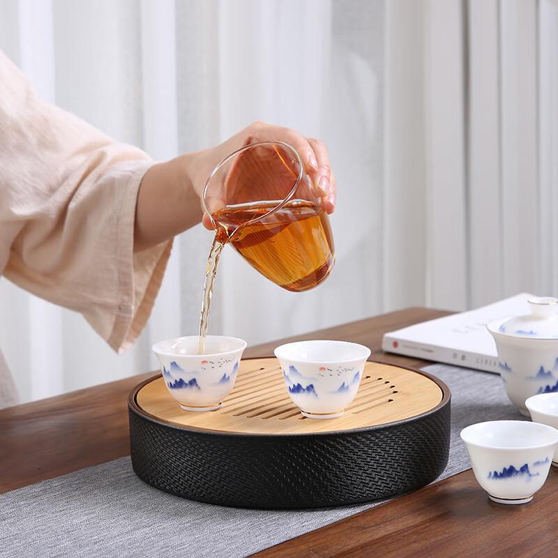 Chaxun White Ceramic Portable Travel Tea Set