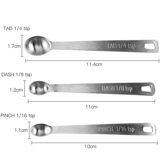 5Pcs/Set Stainless Spoons Kitchen Steel Seasoning Measuring Tool Baking Cooking