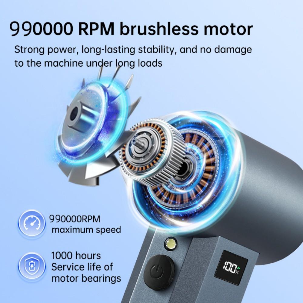 Turbo Jet Blower 990000RPM Handheld Turbo Jet Fan Brushless Motor & Strong Wind Outdoor Powerful Air Blower Rechargeable PC Tool