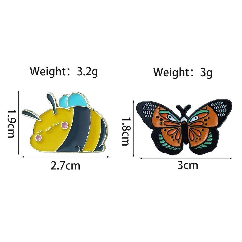 Charming Butterfly & Bee Metal Badge: Cartoon Insect Brooch for Clothing & Accessories
