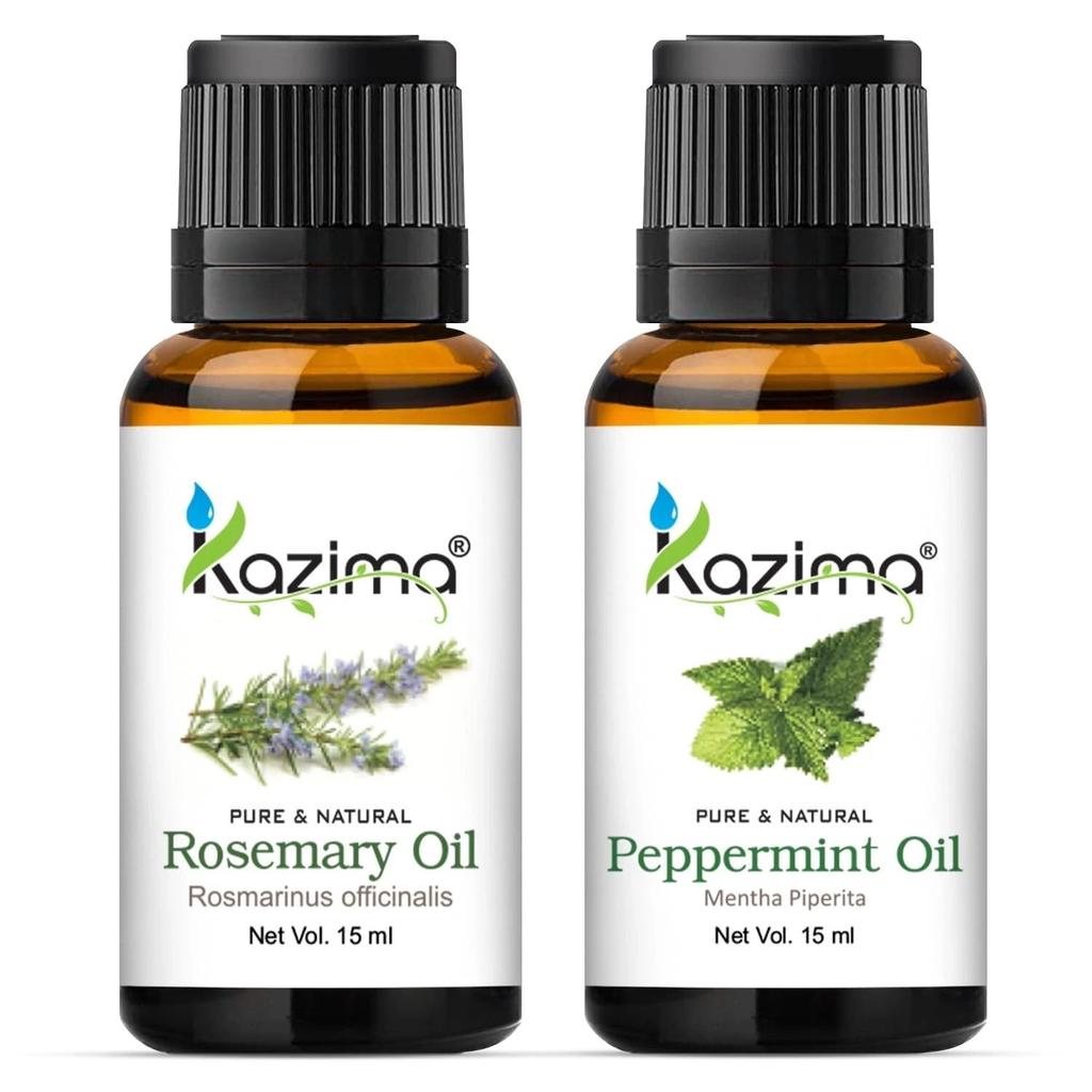 KAZIMA Combo of Rosemary Oil and Peppermint Oil 100% Pure Essential Oil 15ml