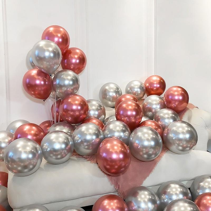 20Pcs Chrome Metallic Balloons 10 Inches Latex Balloons For Diy Valentine'S Day Wedding Birthday Party  Year Decorations
