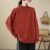 Women's Loose Stand Collar Sweater Autumn Winter Vintage Soft Skin-Friendly Solid Color Sweater