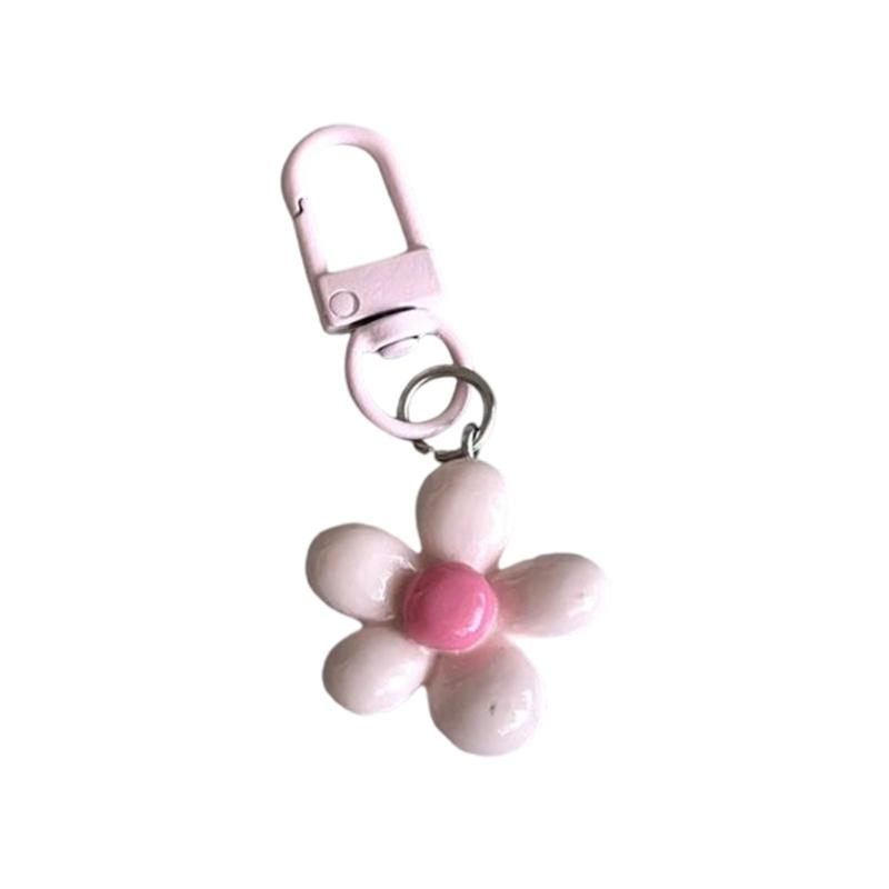 Vibrant Five Petal Flower Keychain Lovely Resin Accessory For Bags And Keys Stylish Gift Portable Everyday Use Accessory