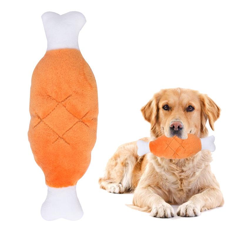 Dog Squeaky Toy Chicken Legs Bone Shape Pet Dog Plush Toy for Small Medium Large Dogs and Cats