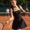 Padded Anti-Chafing Workout Dress With Built-In Shorts, Slim-Fit Pleated Tennis & Badminton Sports Dress With Chest Pads