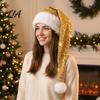 Kerstmuts Kerstmis voor Volwassenen, Verdikt Zacht Fluweel Kerstmis met Pailletten Lange Rode Mutsen Decoratie, Feest Cosplay Kostuum Accessoires Cadeau