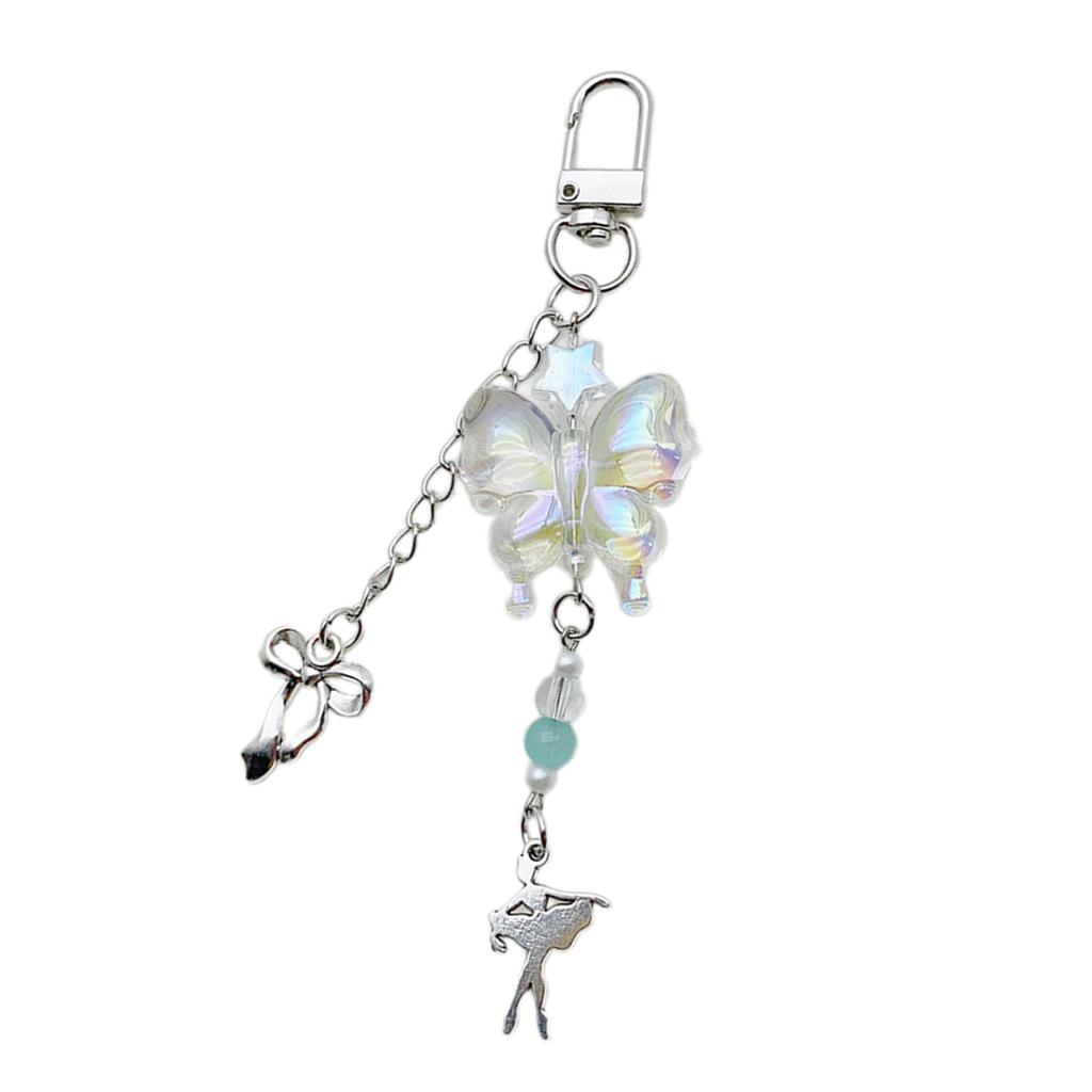 Colorful Acrylic Butterfly Chain Keyring Pendant with Gradient Colors Eye catching Gradient Butterfly Keyring Pendant