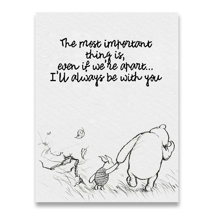 Winnie The Pooh Quotes Canvas Posters and Prints Classic Cartoon Movie Art Painting Black White Picture Kids Room Wall Art Decor