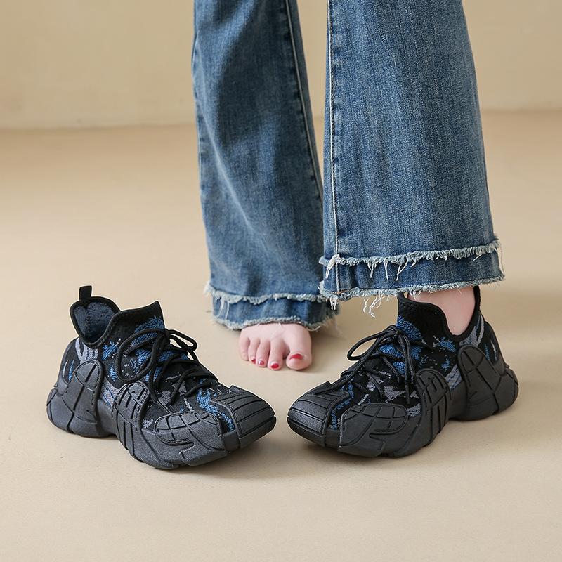 Octopus flying woven shoes platform dad shoes women 2025 show feet small Ins breathable non-slip casual sports shoes