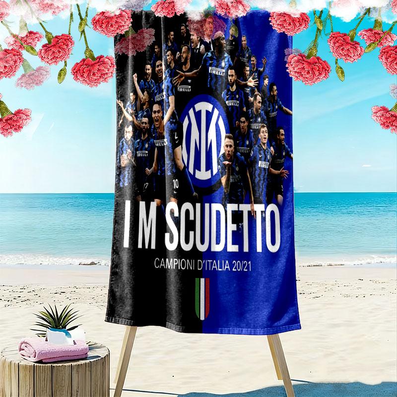Asciugamano da Spiaggia Stampa Milan Football Club, Asciugamano Grande Morbido Asciugatura Rapida per Spiaggia Campeggio Nuoto