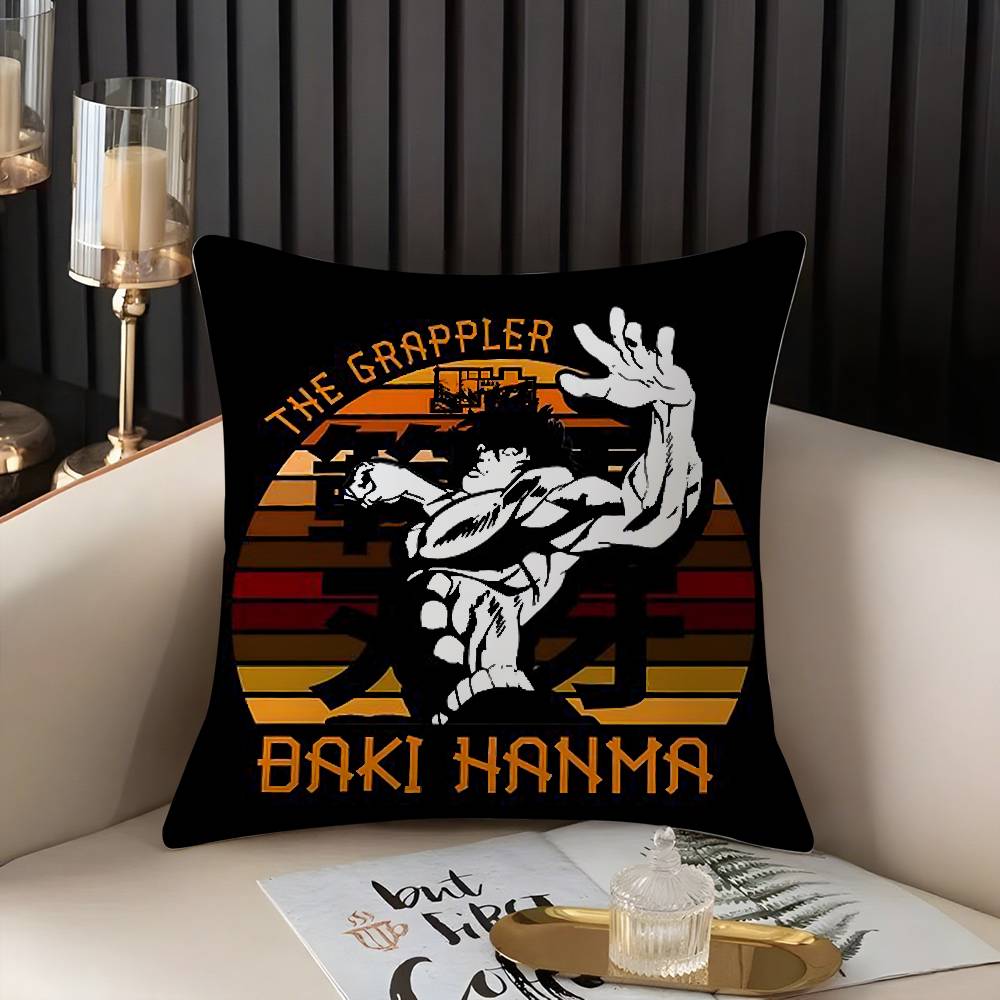 H-Hanma B-Baki Pillow Case Home Dorm Chair Back Short Plush Double-Sided Printing Office Nap Time Cushion Cover
