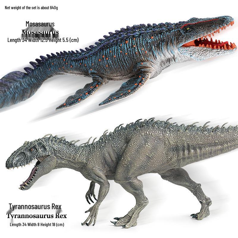 Large Dinosaur Model Set: Tyrannosaurus Rex, Triceratops, and Mosasaurus - Children s Toy and Movie-Inspired Ornament