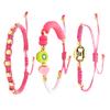 3pcs Bohemian Styles Elegant Bracelets with Pig Nose Beads and Soft Clay Fruit Charm Accessory for Everyday Wear