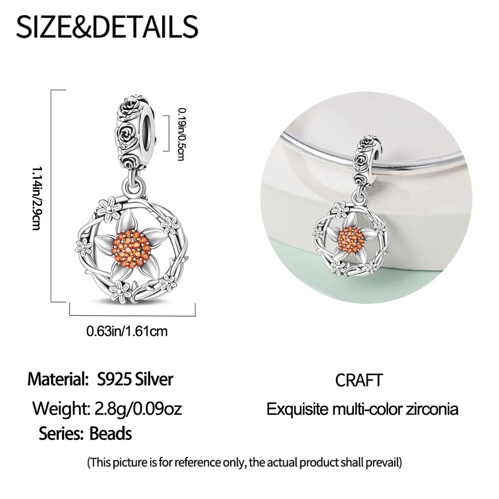 Original Charms Copper Floral Hanging Decorations Plants Beads Fit Bracelet Women Jewelry Making Diy Gift
