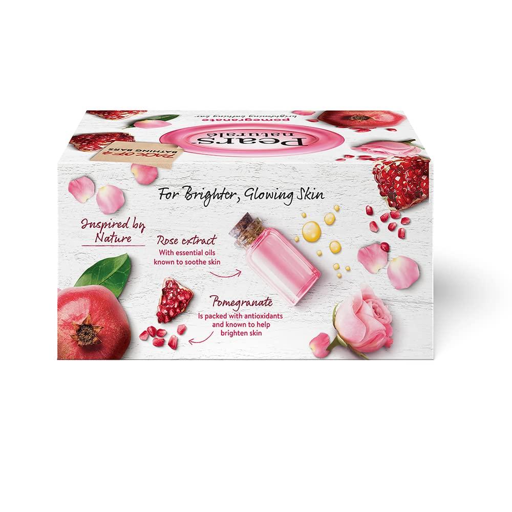 Pears Natural Pomegranate Brightening Bathing Soap Bar, 125 g (Pack of 4)
