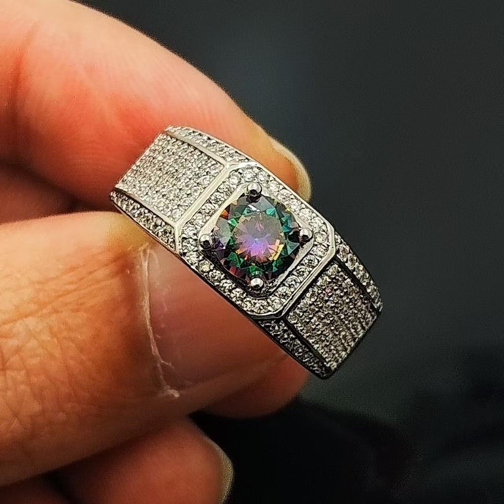 Imitation 1/3 Karat Voll Diamant Herrenring Modisch Vielseitig Live Dominant Zigeunermann Ring