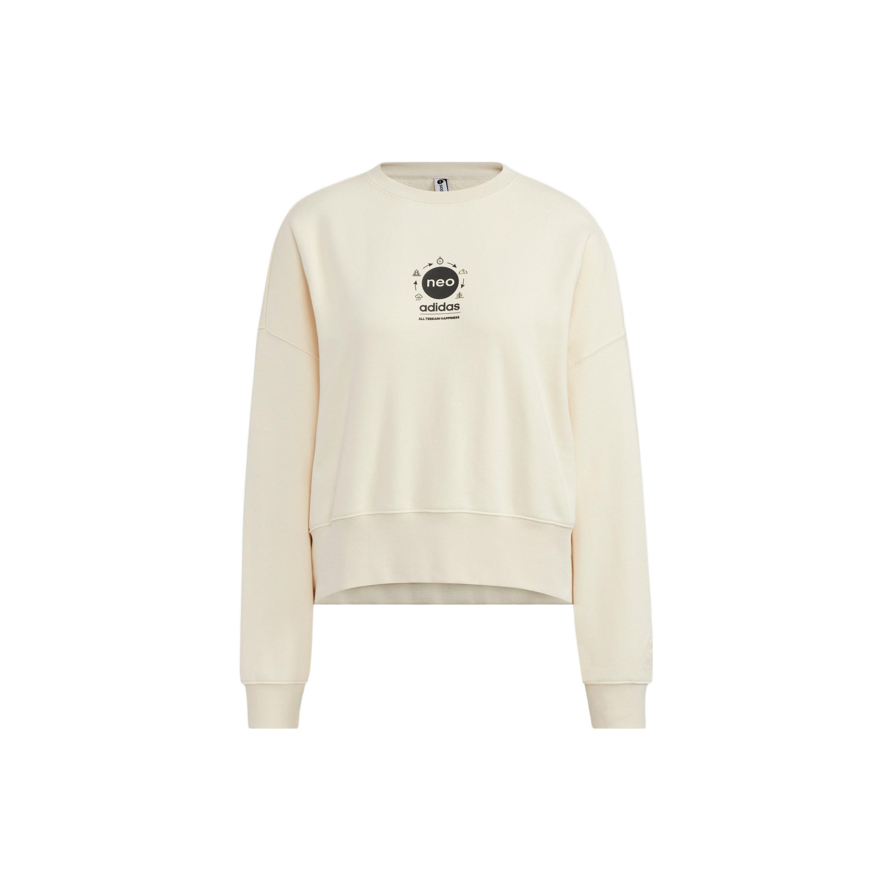 Adidas Sportswear Casual Loose Fit Back Print Soft Long Sleeve Daily Sweatshirt Beige Women HN2314 XL