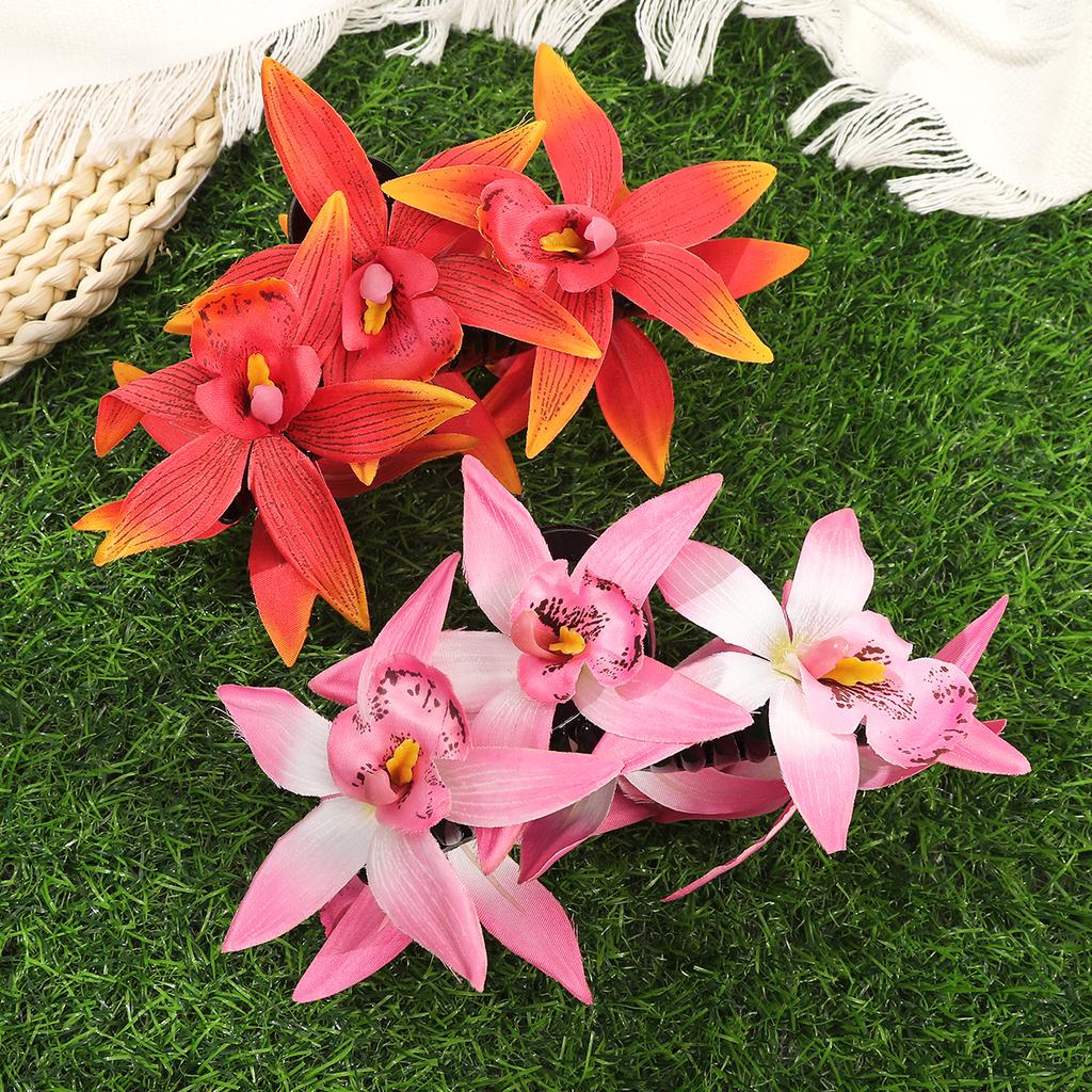 AWAYTR Künstliche Cymbidium Blume Haarspangen Mode Stoff Haarspangen Krabbe Für Mädchen Geschenk Haarschmuck Valentinstag Kopfschmuck