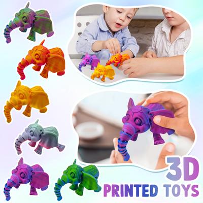 3D-gedrucktes bewegliches Elefantenspielzeug, Elefant mit beweglichen Gelenken, 3D-gedrucktes Elefantenspielzeug-Dekoration, Stressabbau, beweglicher Elefant
