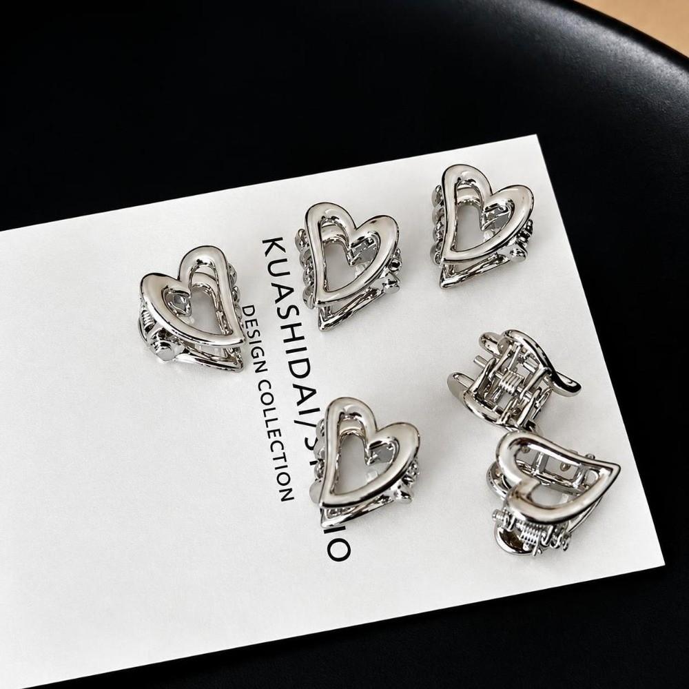6Pcs Silver‑Tone Ear Acupressure Clips Heart Shaped Ear Acupoint Clips Household Use