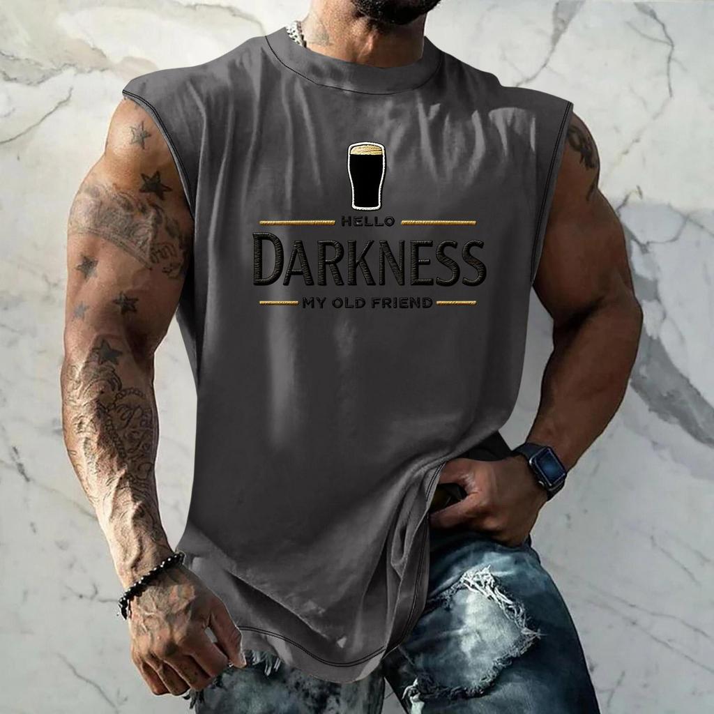 Men Sleeveless Tank Top Muscle Shirt with Beer Graphic Print Casual Summer Vest Lightweight Cotton Blend Comfortable Fit