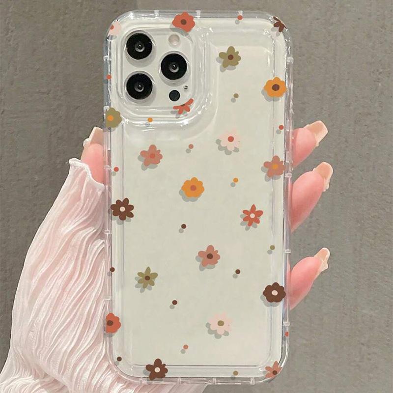 Floral Pattern Transparent Shockproof Phone Case for iPhone 11 12 13 14 15 16 17 Air Pro Max XR XS X 7 8 Plus SE2 Soft Cover