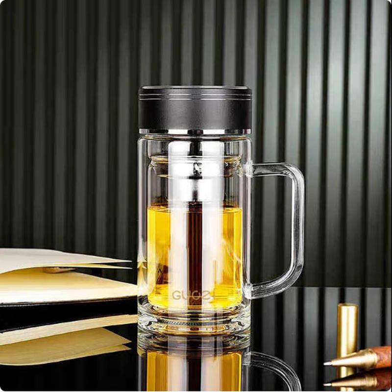 Guozi GZ-S53A Starlang Double-Wall Glass Office Mug with Handle